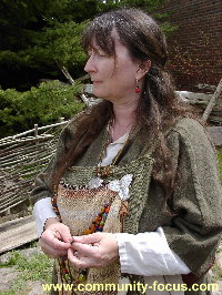 Viking reenacter Vandy Simpson at museum.